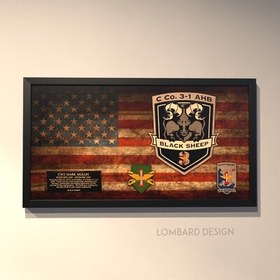 C Co &quot;Black Sheep&quot; 3-1 AHB Rustic Flag Plaque - 28.25&quot;x15.25&quot;