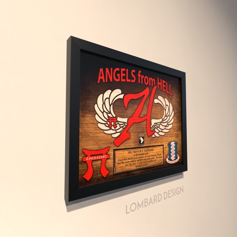 Angel Company 3-187 INF Wood Plaque 12.5"x10.5"