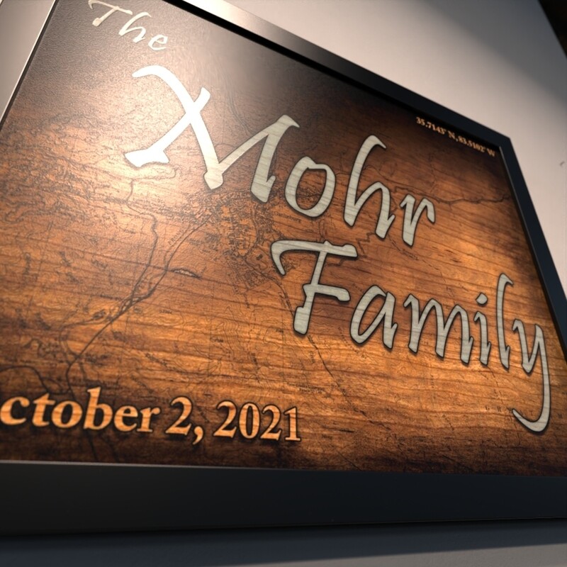 Custom Family Name and Map Plaque - 20.5"x16.5"