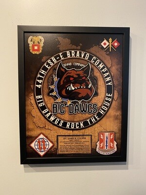 Bravo Company &quot;Big Dawgs&quot; 44th ESB-E Wood Plaque - 20.5&quot;x16.5&quot;