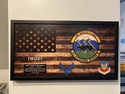 25th Operational Weather Squadron Rustic Flag Plaque - 28.25&quot;x15.25&quot;