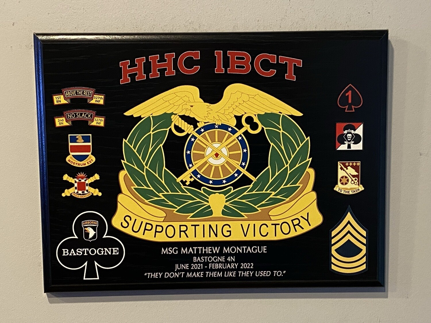 HHC 1BCT Plaque - 9"x12"