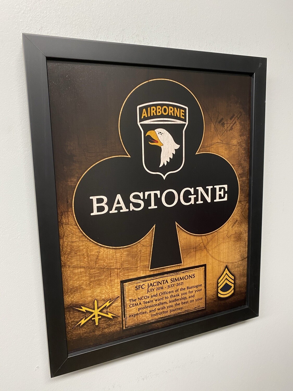 1BCT "Bastogne" Wood Plaque 12.5"x10.5"
