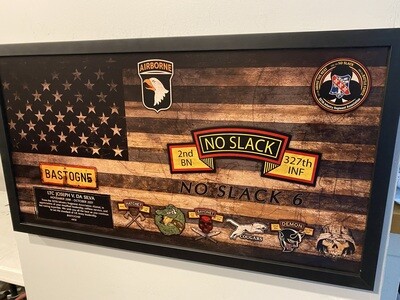 2-327th IN Rustic Subdued Flag Plaque - 28.25"x15.25"