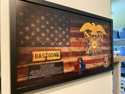 1BCT Quartermaster Rustic Flag Plaque - 28.25"x15.25"