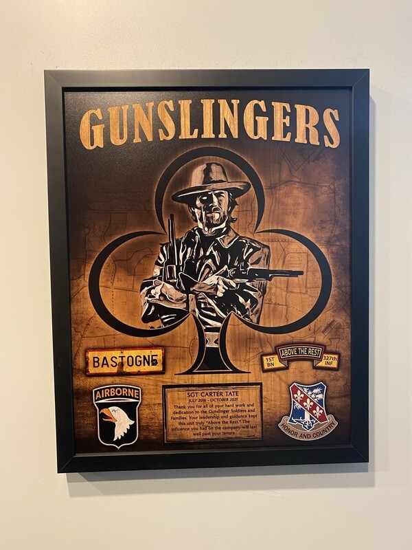 G Co "Gunslingers" 1-327th INF Wood Plaque - 16.5"x20.5"