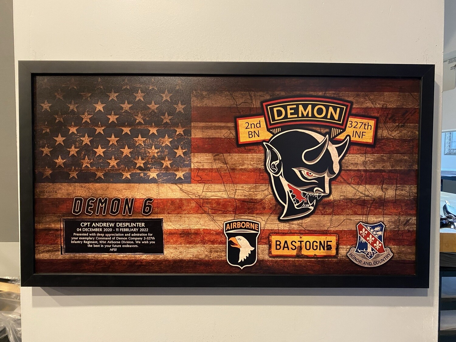 Demon Company 2-327 IN Rustic Flag Plaque - 28.5"x15.75"