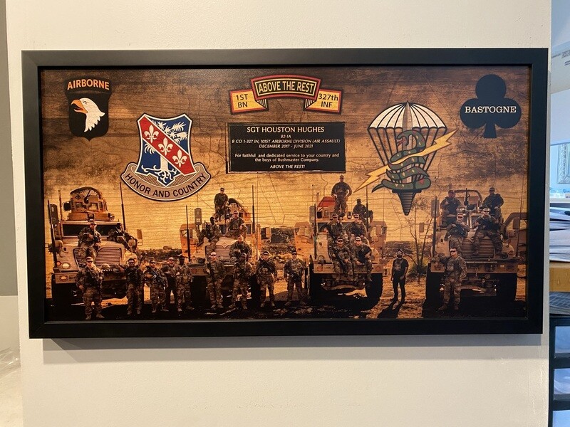 B Co 1-327 IN Group Photo Wood Plaque - 28.25&quot;x15.25&quot;