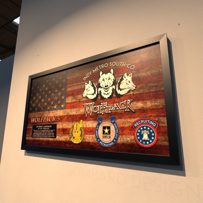 Indy Metro South Recruiting Co. "Wolfpack" Flag Plaque - 28.25"x15.25"