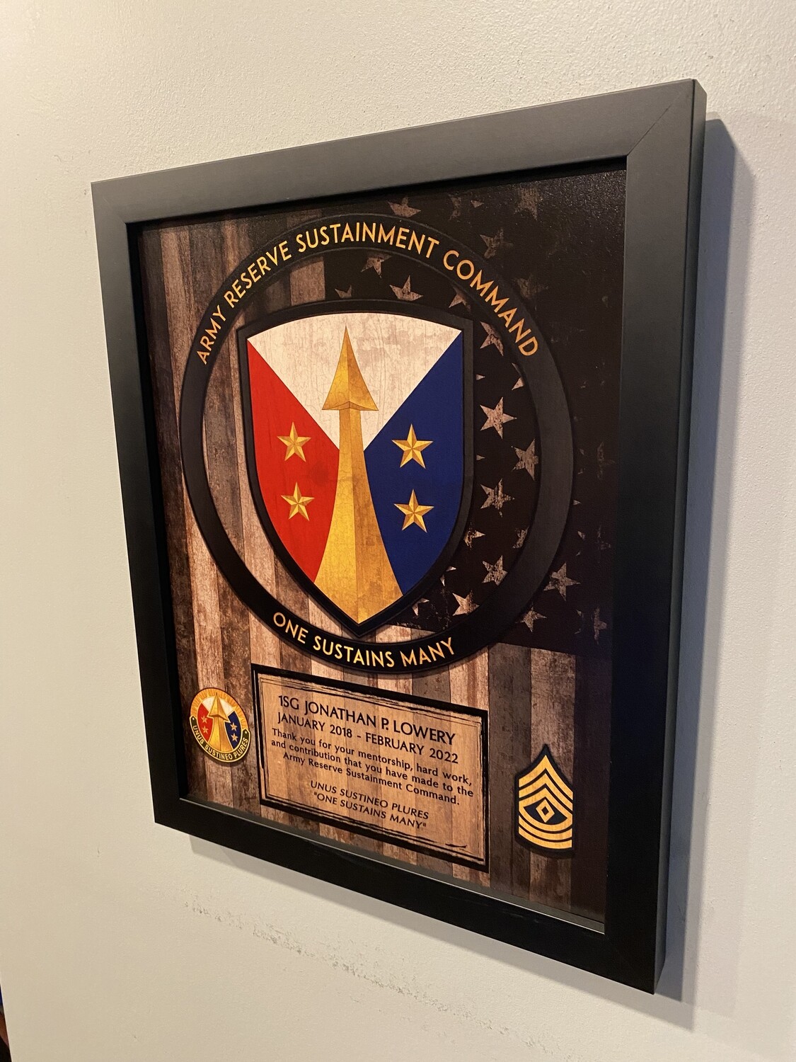Army Reserve Sustainment Command 11"x13" Wood Plaque