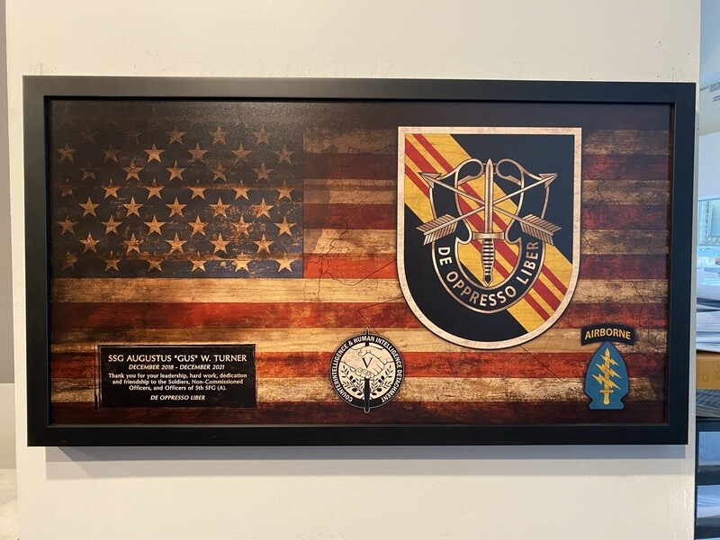 5th SFG(A) Counterintelligence &amp; Human Intelligence Detachment Flag Plaque - 28.25&quot;x15.25&quot;