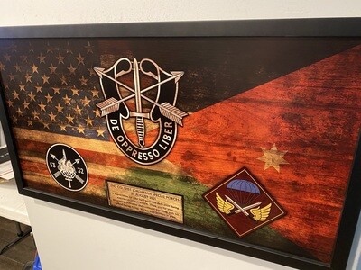 5th SFG(A) Double Flag Wood Plaque - 28.25&quot;x15.25&quot;