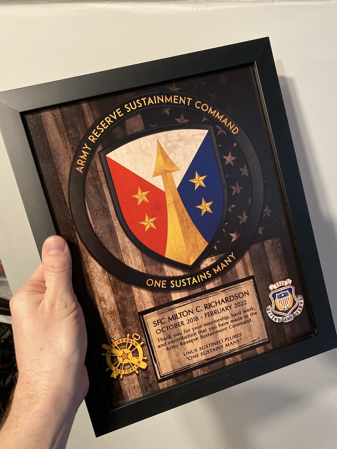 ARSC 12.5&quot;x10.5&quot; Wood Flag Plaque