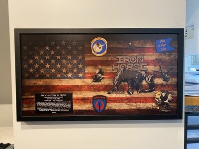 HHC &quot;Ironhorse&quot; 2-160th SOAR(Abn) Rustic Flag Plaque - 28.25&quot;x15.25&quot;