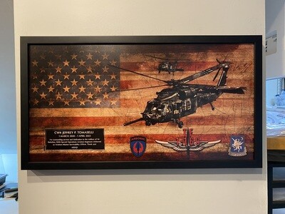 1-160th Blackhawk Rustic Flag Plaque - 28.25&quot;x15.25&quot;