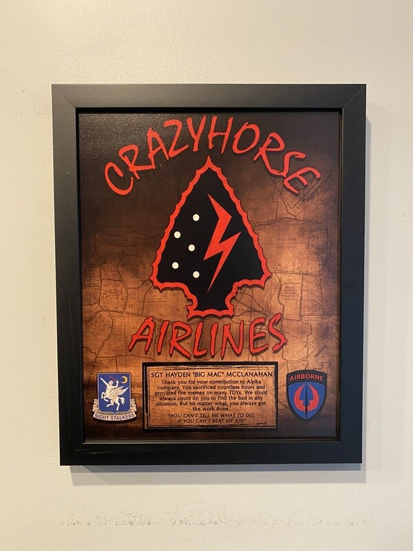 Crazyhorse 2-160th Wood Plaque - 12.5"x10.5"