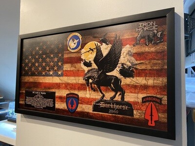 Darkhorse 2-160th Rustic Flag Plaque - 28.25&quot;x15.25&quot;