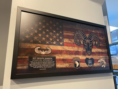 D Co &quot;Wardog&quot; 1-502D IN &quot;Blacksheep&quot; Flag Plaque - 28.25&quot;x15.25&quot;
