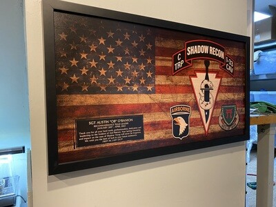 C TRP &quot;Shadow Recon&quot; 1-33 CAV Rustic Flag Plaque - 28.25&quot;x15.25&quot;