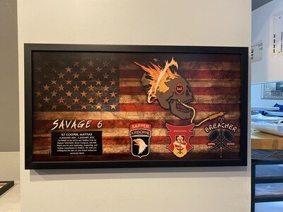 1st Platoon "Savages" B Co. 21 BEB Rustic Flag Plaque - 28.25"x15.25"