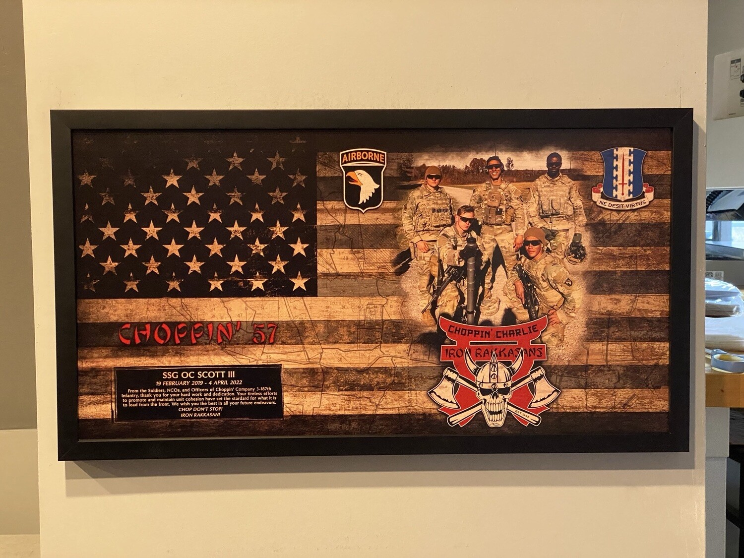 C Co "Choppin'" 3-187 IN Rustic Flag Plaque - 28.25"x15.25"
