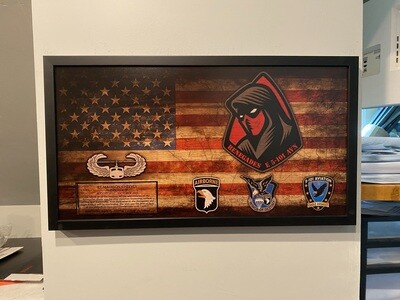 E Co &quot;Renegades&quot; 5-101 AVN Rustic Flag Plaque - 28.25&quot;x15.25&quot;
