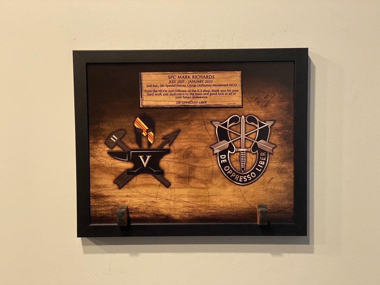 2-5th SFG(A) Wood Plaque with wooden Mounts- 12.5"x10.5"