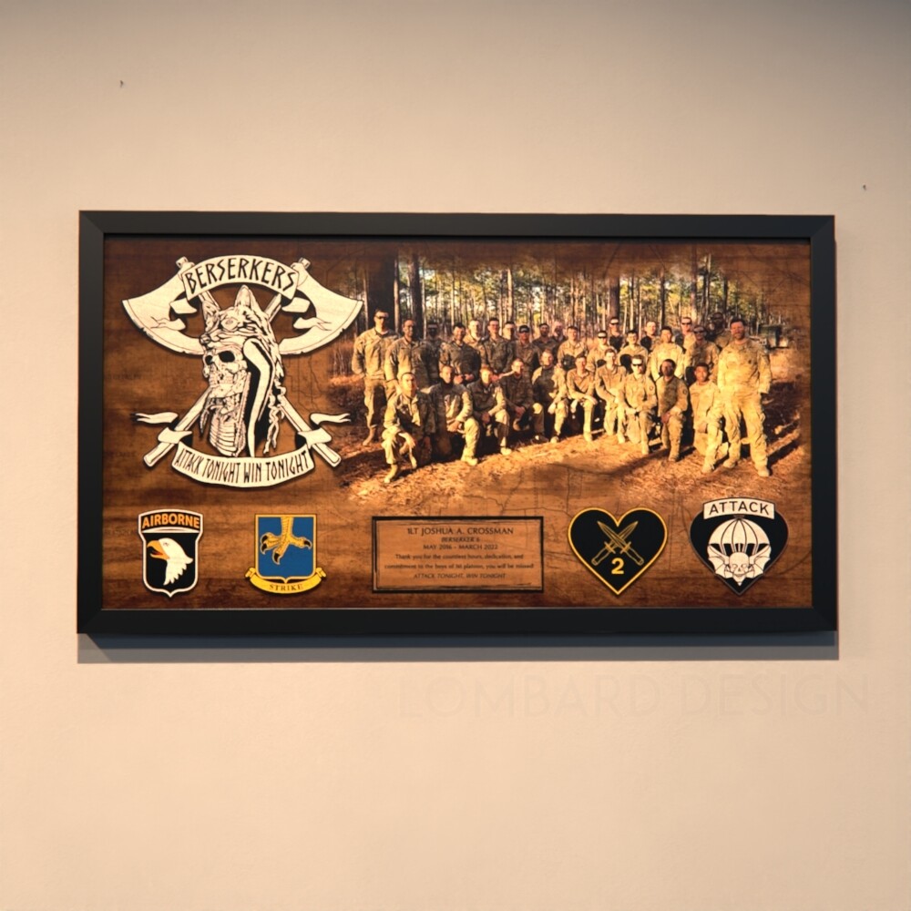 1st Platoon "Berserkers" A Co. 2-502 INF Wood Plaque - 28.25"x15.25"