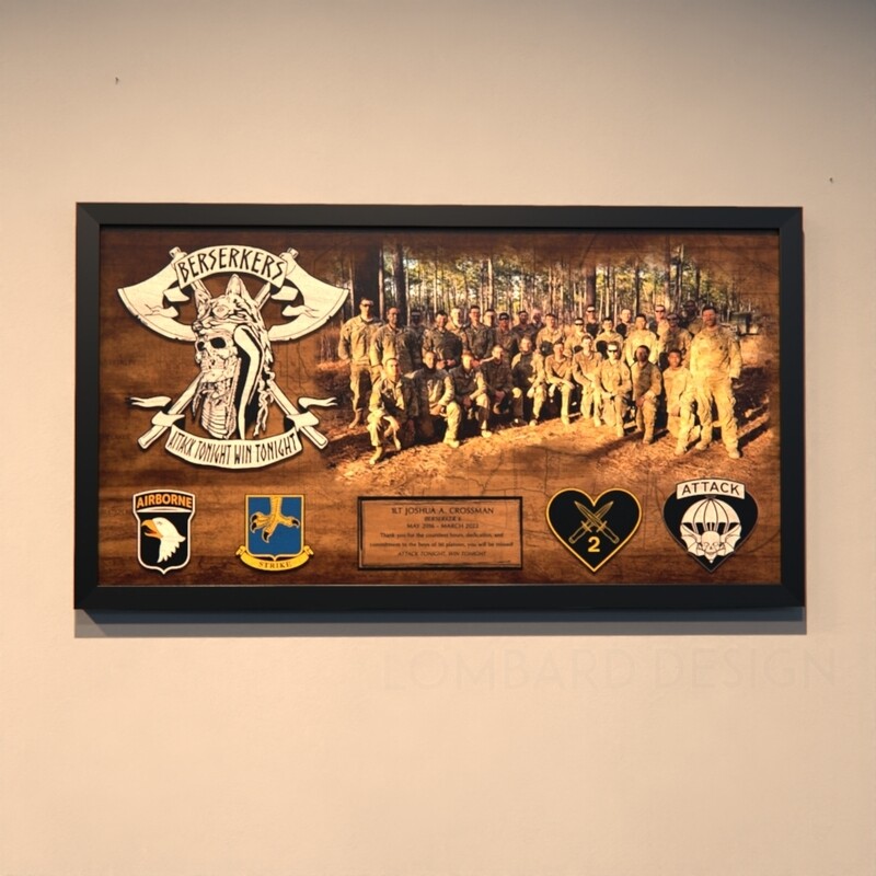 1st Platoon &quot;Berserkers&quot; A Co. 2-502 INF Wood Plaque - 28.25&quot;x15.25&quot;