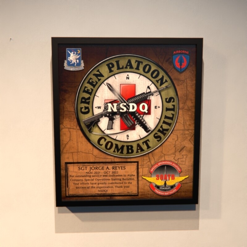 A Co. &quot;Combat Skills&quot; SOATB 160th SOAR(Abn) Wood Plaque 12.5&quot;x10.5&quot;