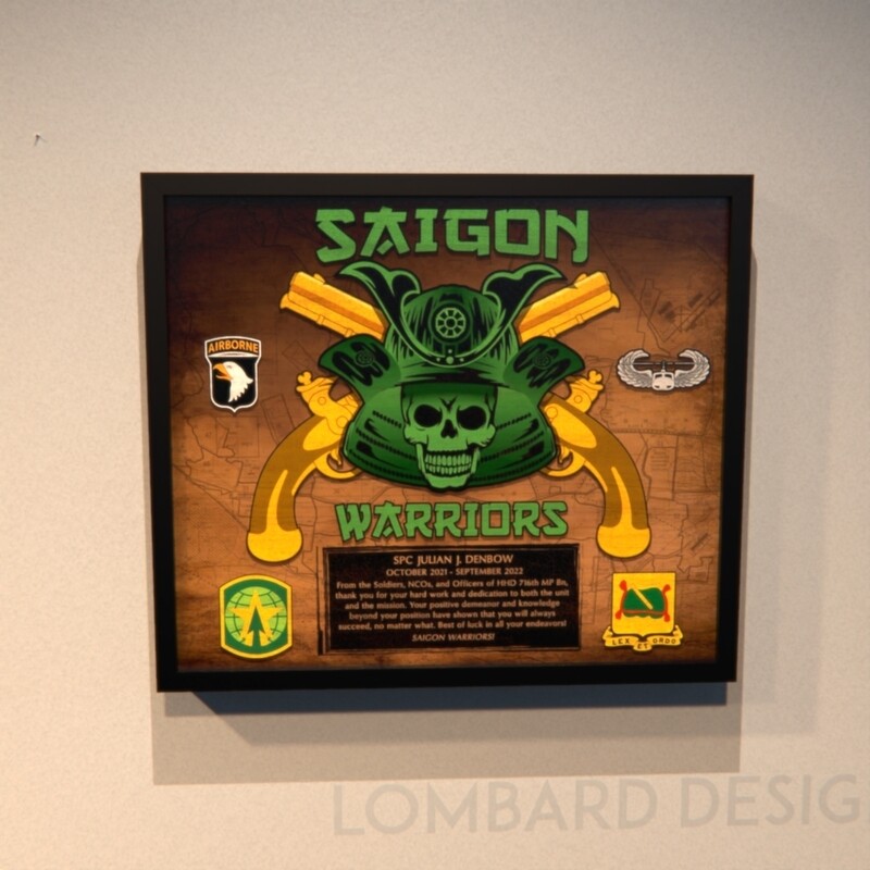 HHD "Saigon Warriors" 716th MP Bn 12.5"x10.5" Wood Plaque