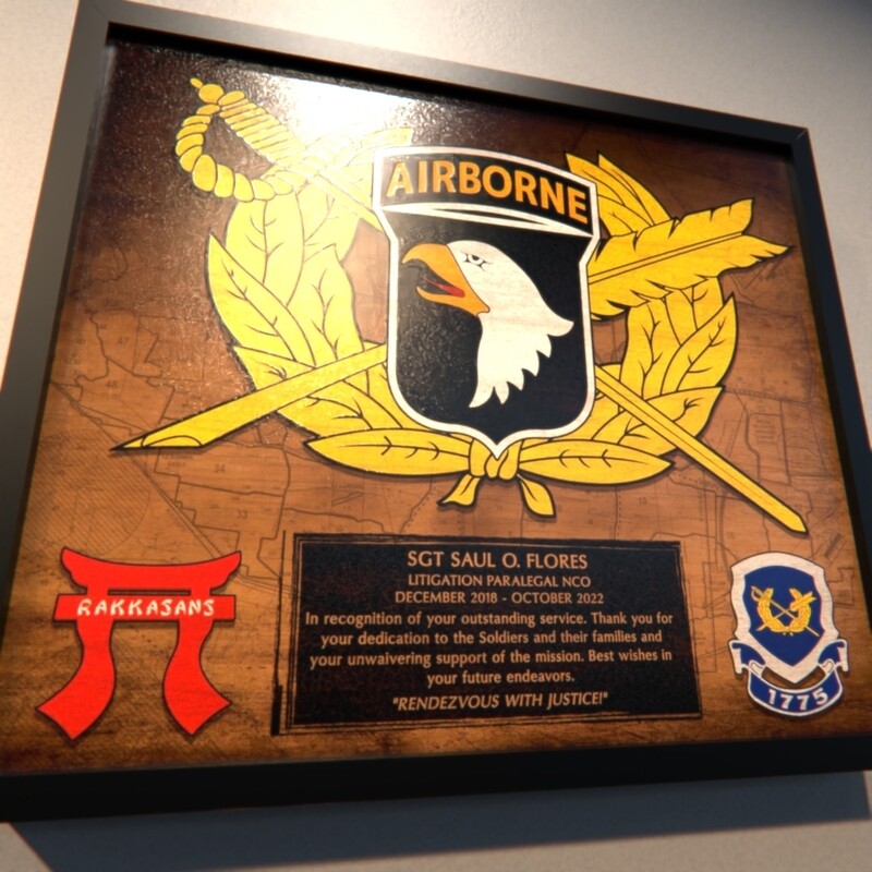 101st Airborne Division OSJA Wood Plaque - 12.5"x10.5"