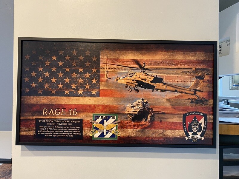 B TRP "Blackjack" 3-17 ACS Wooden Flag Plaque - 28.25"x15.25"
