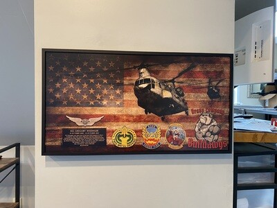B CO &quot;Bulldog&quot; 1-222 AVN REGT Wooden Flag Plaque - 28.25&quot;x15.25&quot;