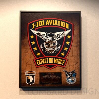 1-101 AVN REGT &quot;No Mercy&quot; Wood Plaque- 16.5&quot;x20.5&quot;