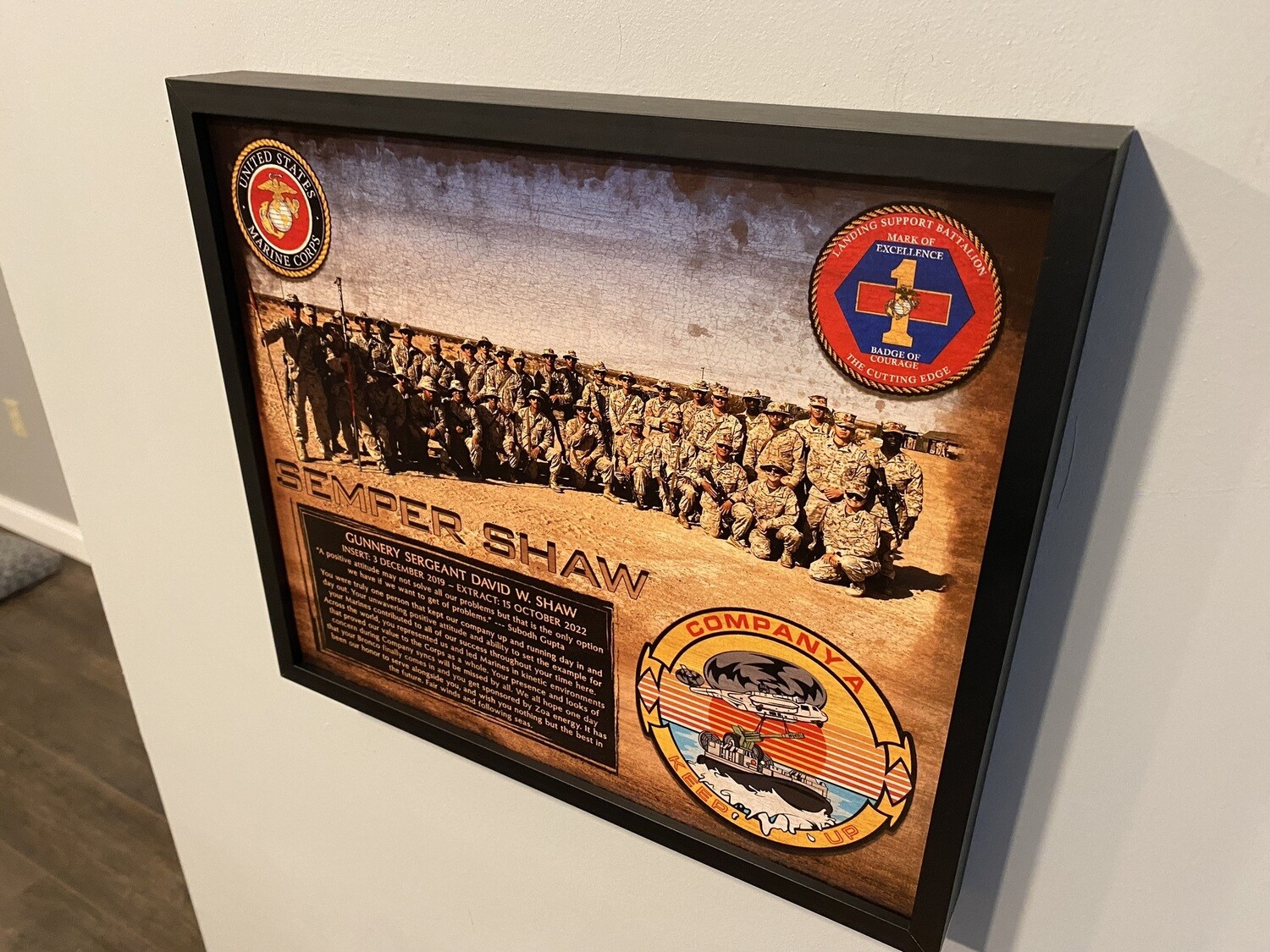 Company A "Anarchy" 1st LSB USMC Wood Plaque - 12.5"x10.5"