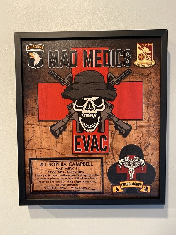 "Mad Medics" C Co 426 BSB Wood Plaque 12.5"x10.5"