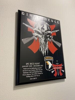 2nd PLT "Dirty Deuce" B Co. 3-187 IN - 9"x12" Plaque