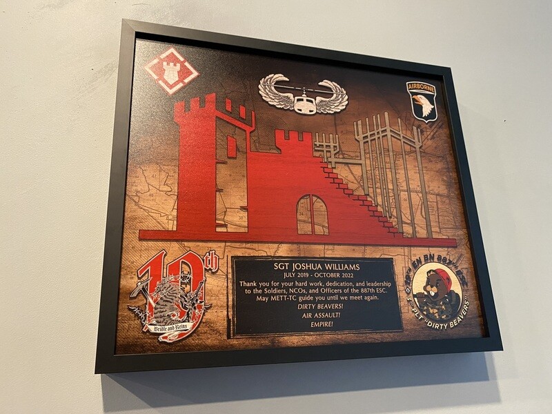 887th ESC "Empire" 19th EN BN Wood Plaque 12.5"x10.5"