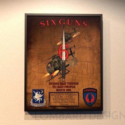 B Co &quot;Six Guns&quot; 1-160th Plaque - 16.5&quot;x20.5&quot;