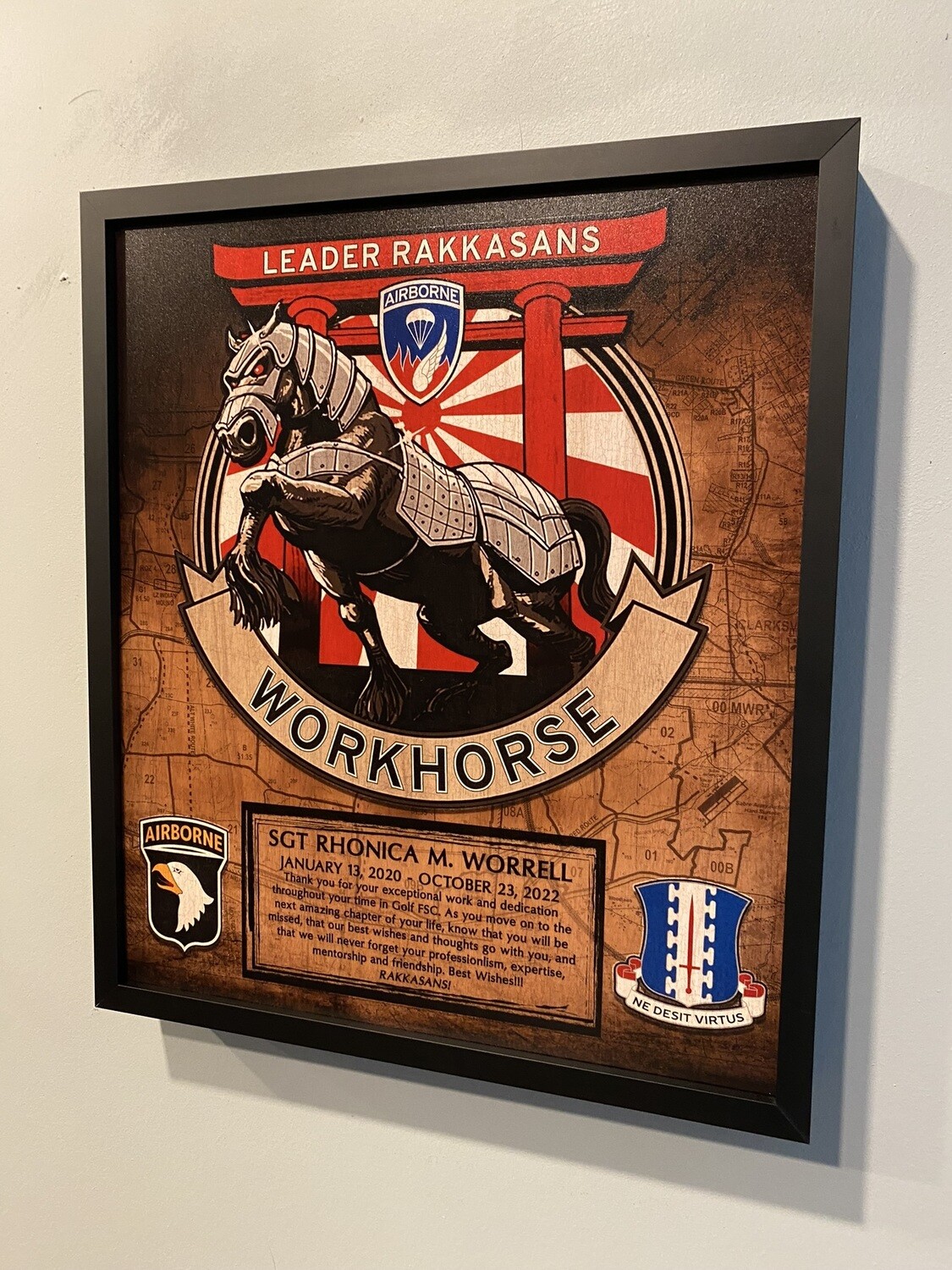 G FSC &quot;Workhorse&quot; 1-187 INF Wood Plaque - 12.5&quot;x10.5&quot;