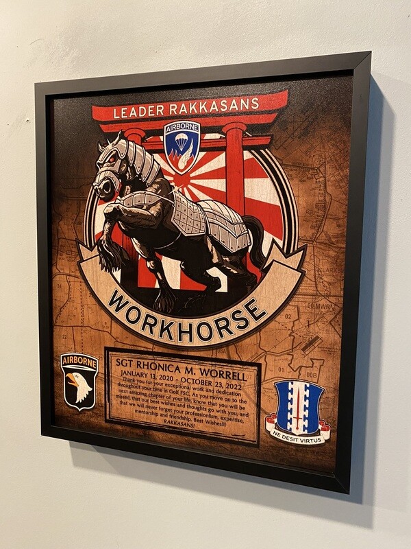 G FSC "Workhorse" 1-187 INF Wood Plaque - 12.5"x10.5"