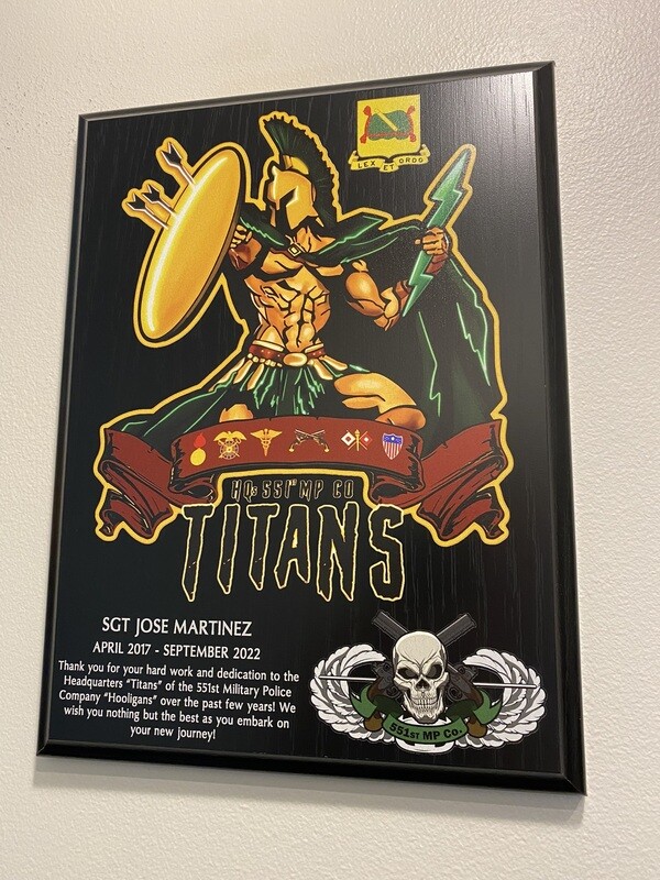 HQ "Titans" 551st MP Co - 9"x12" Plaque