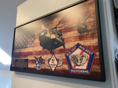 B Co &quot;Pachyderms&quot; 6-101 AVN Rustic Flag Plaque - 28.25&quot;x15.25&quot;
