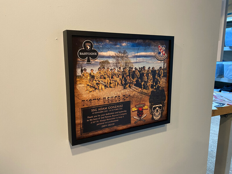 2nd PLT &quot;Dirty Deuce&quot; B Co. 2-327th Photo Wood Plaque 12.5&quot;x10.5&quot;