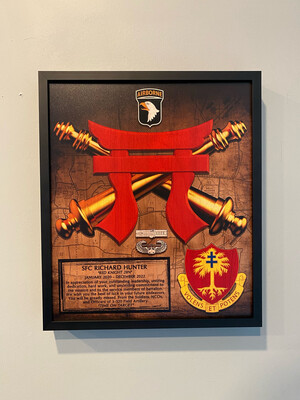 3-320th Rustic Stained Wood Plaque 12.5&quot;x10.5&quot;