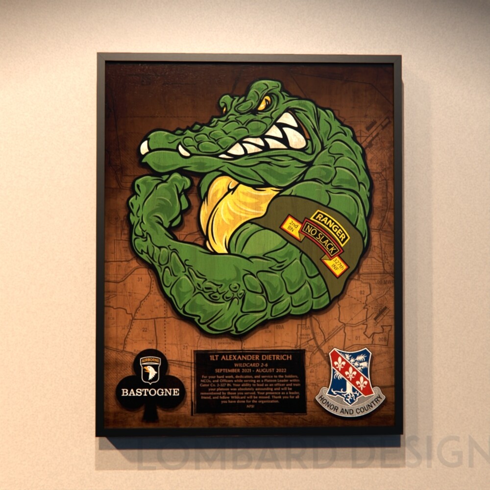 A Co "Gator" 2-327th Wood Plaque -16.5"x20.5"