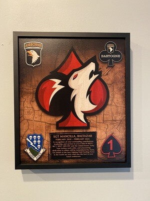 J Co &quot;Wolfpack&quot; 1-506th IN Wood Plaque 12.5&quot;x10.5&quot;