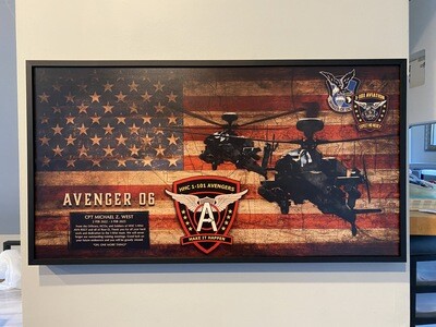 HHC &quot;Avengers&quot; 1-101 AVN REGT Rustic Flag Plaque - 28.25&quot;x15.25&quot;