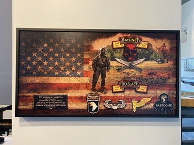 B Co "Bayonet" 2-327th IN Rustic Flag Photo Wood Plaque - 28.25"x15.25"